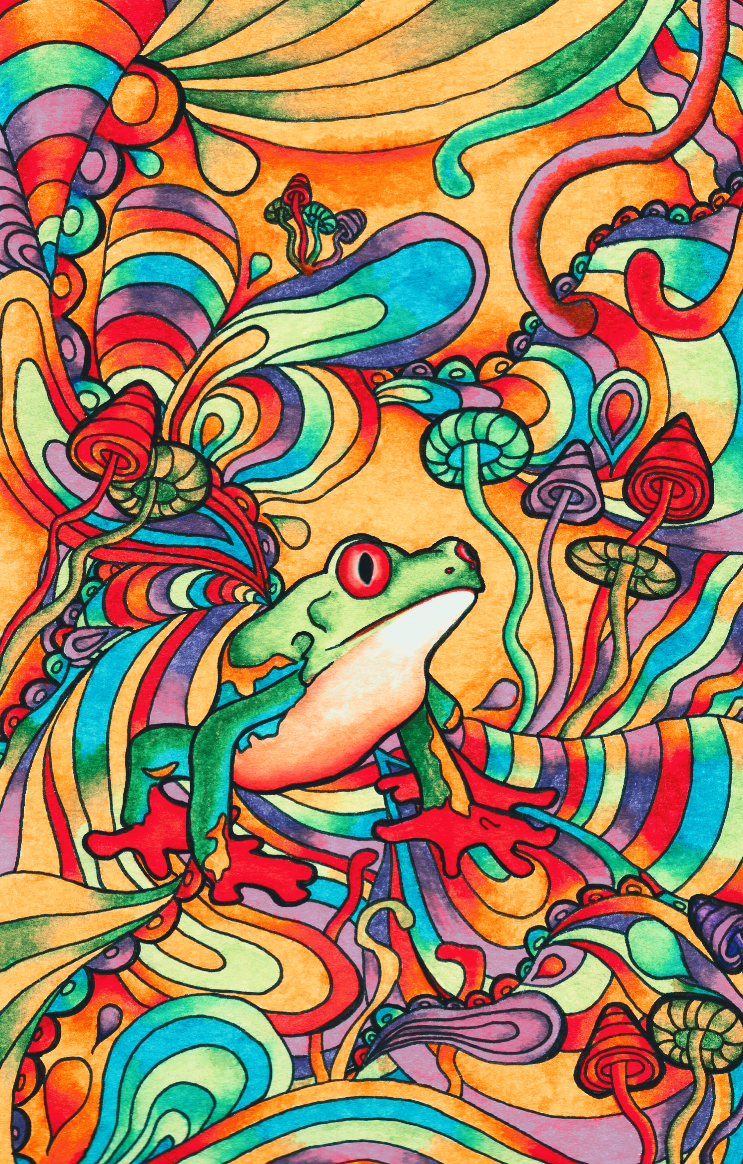 Colorful frog artwork